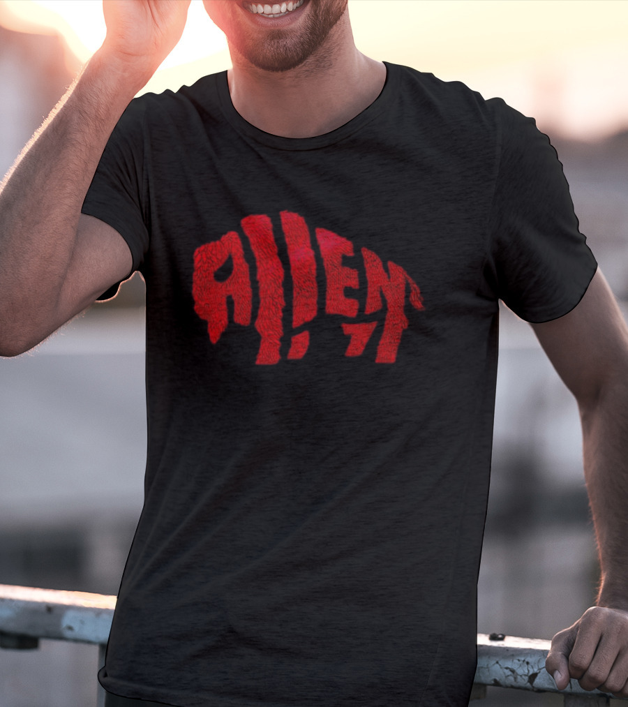 Allen Buffalo Bills Football Player Red Furry Letters T-Shirt