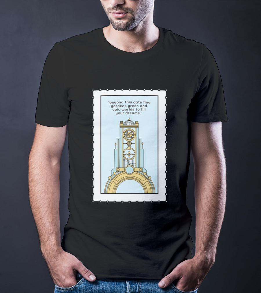 Epic Worlds Gate Tower Dreams Imagination Steampunk Deco Fantasy T-Shirt