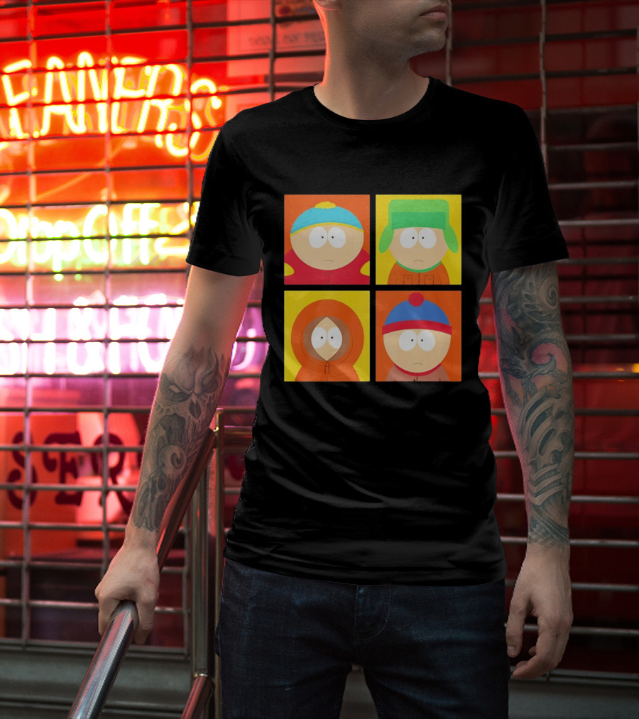 South Park Characters Cartman Kyle Kenny Stan Pop Blocks T-Shirt
