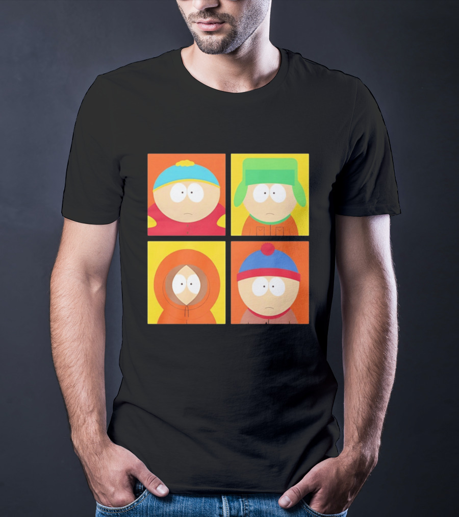 South Park Characters Cartman Kyle Kenny Stan Pop Blocks T-Shirt
