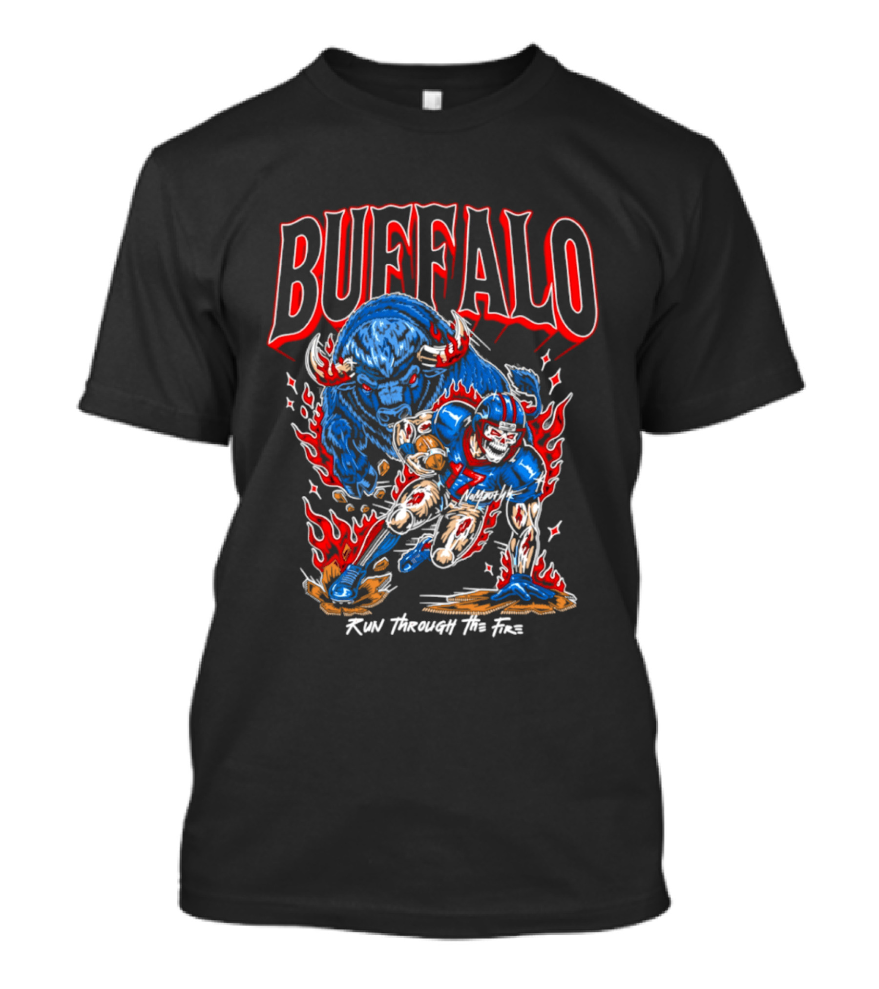 Buffalo Run Through The Fire Football T-Shirt