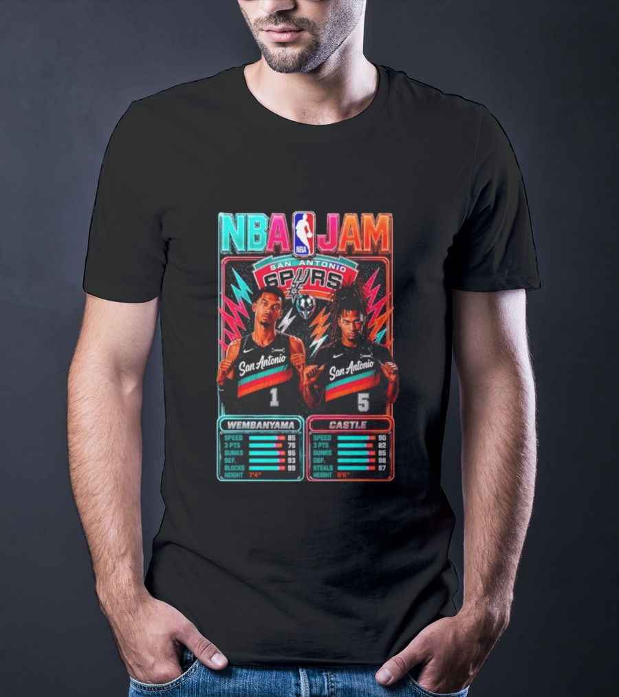 NBA Jam Wembanyama Castle San Antonio Spurs T-Shirt