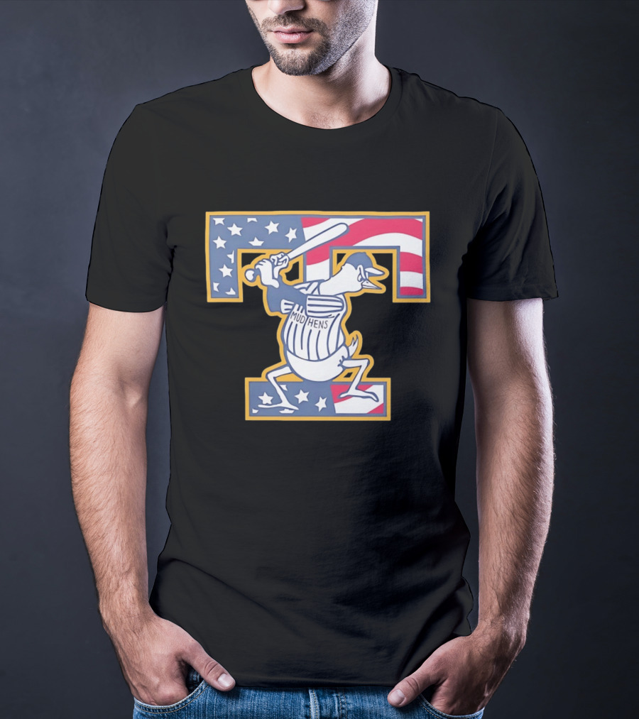 Toledo Mud Hens Muddy Stars And Stripes American Baseball T-Shirt