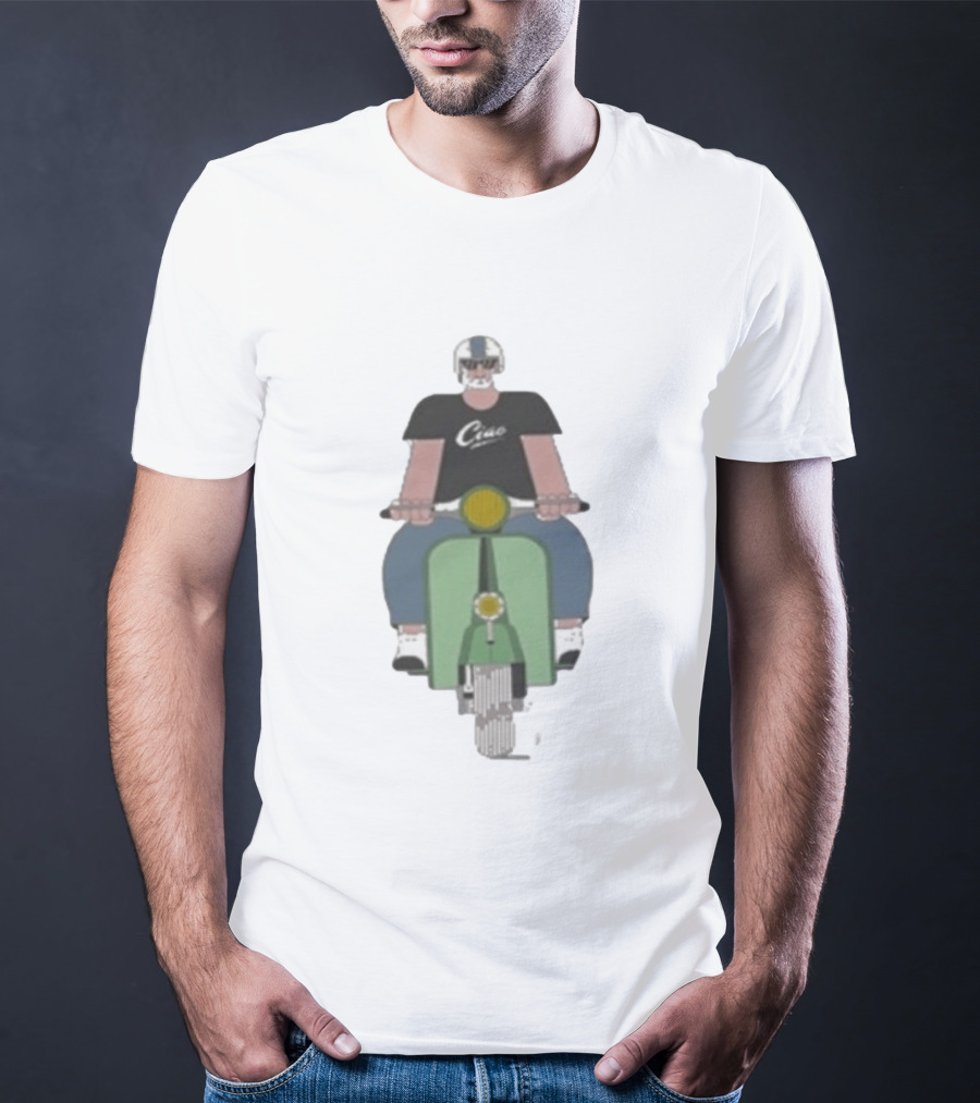 Ciao Vespa Rider With Helmet And Shades T-Shirt