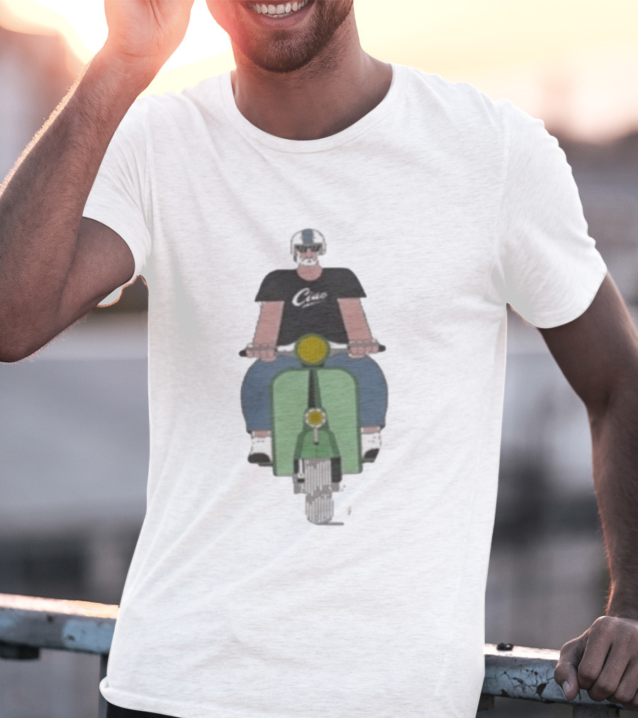 Ciao Vespa Rider With Helmet And Shades T-Shirt
