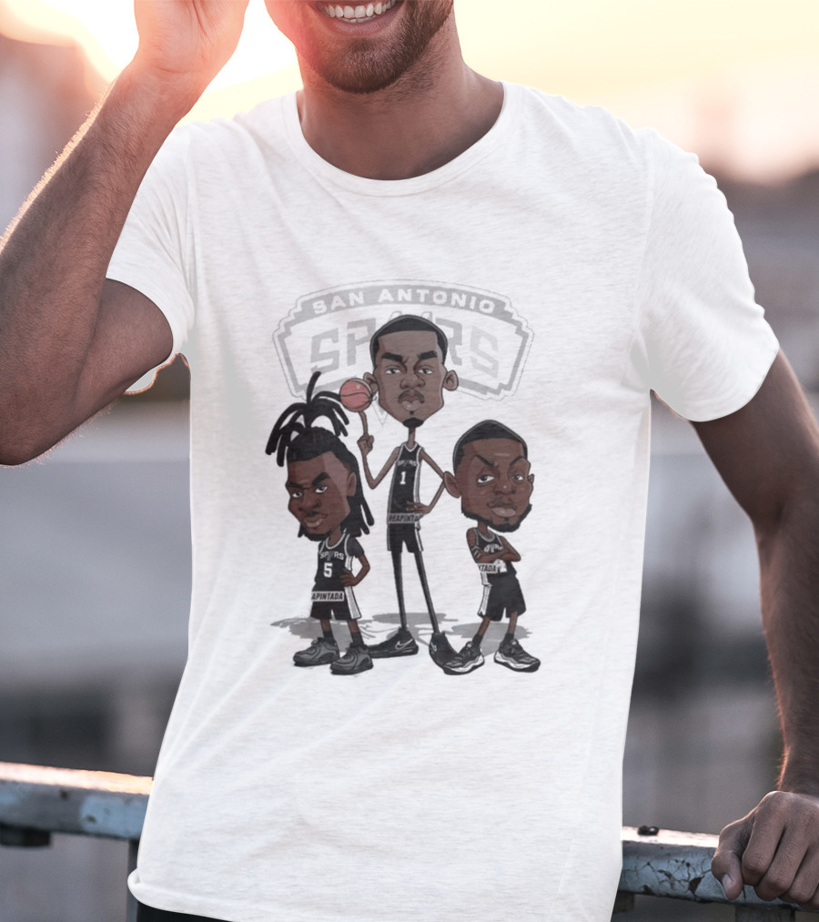 Victor Wembanyama Stephon Castle De'Aaron Fox San Antonio Spurs NBA Caricature T-Shirt