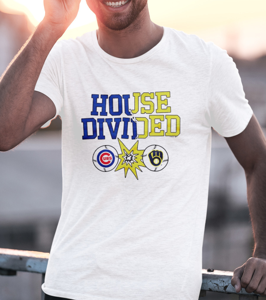 Chicago Cubs Vs Milwaukee Brewers Rivalry House Divided Fan Gear T-Shirt