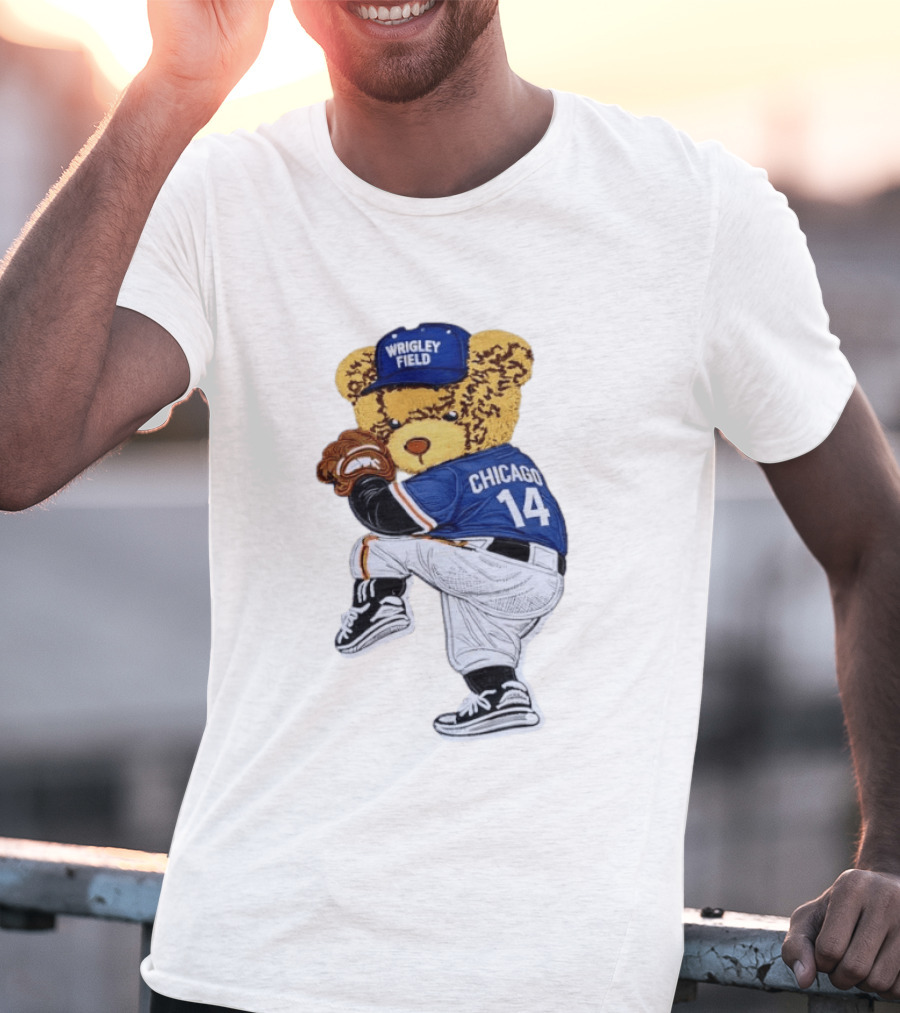 Wrigley Field Chicago Bear 14 Baseball Pitcher T-Shirt