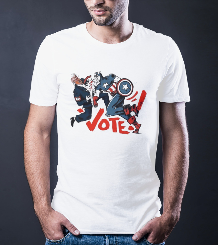 Captain America Punch Donald Trump Vote Comic T-Shirt