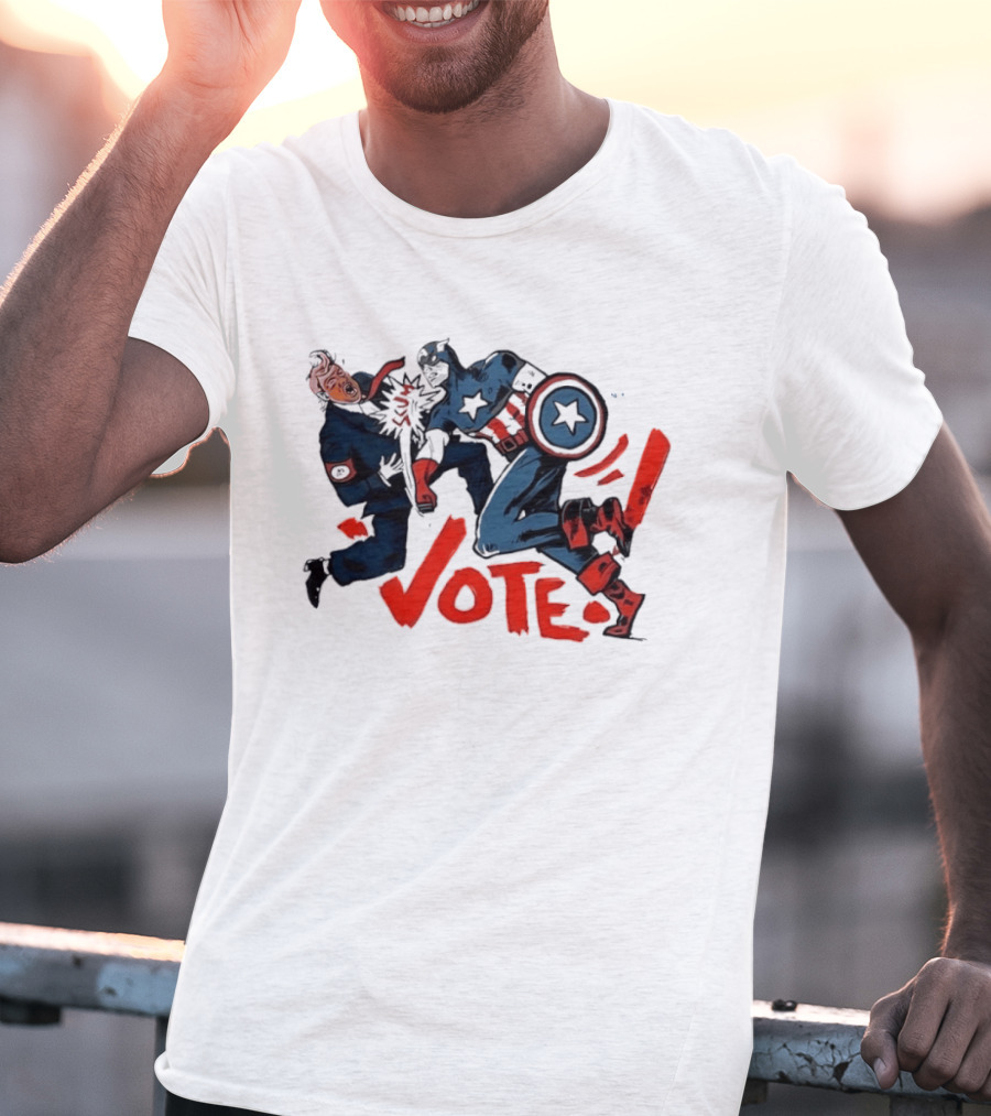 Captain America Punch Donald Trump Vote Comic T-Shirt