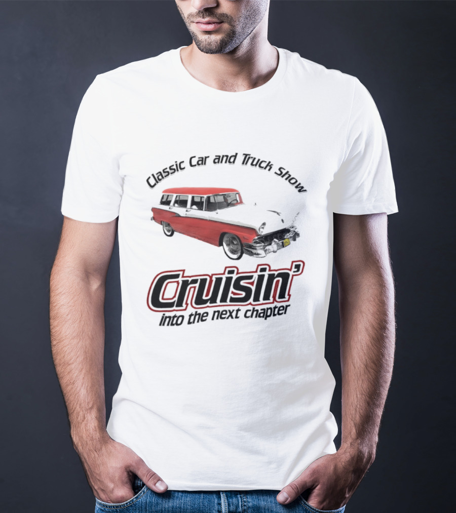 Classic Car And Truck Show Cruisin' Into The Next Chapter Vintage Red Station Wagon T-Shirt