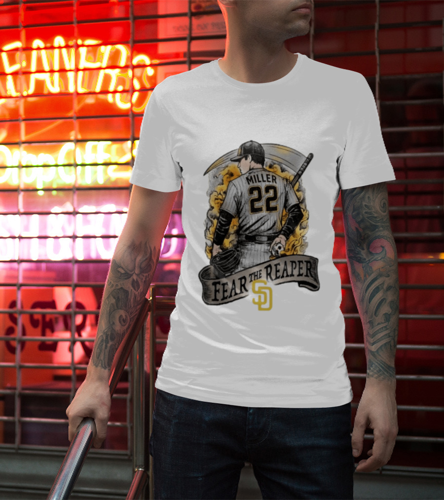Mason Miller 22 Fear The Reaper San Diego Padres MLB T-Shirt