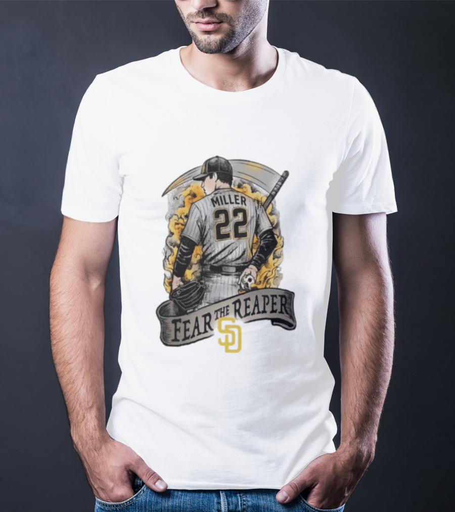 Mason Miller 22 Fear The Reaper San Diego Padres MLB T-Shirt