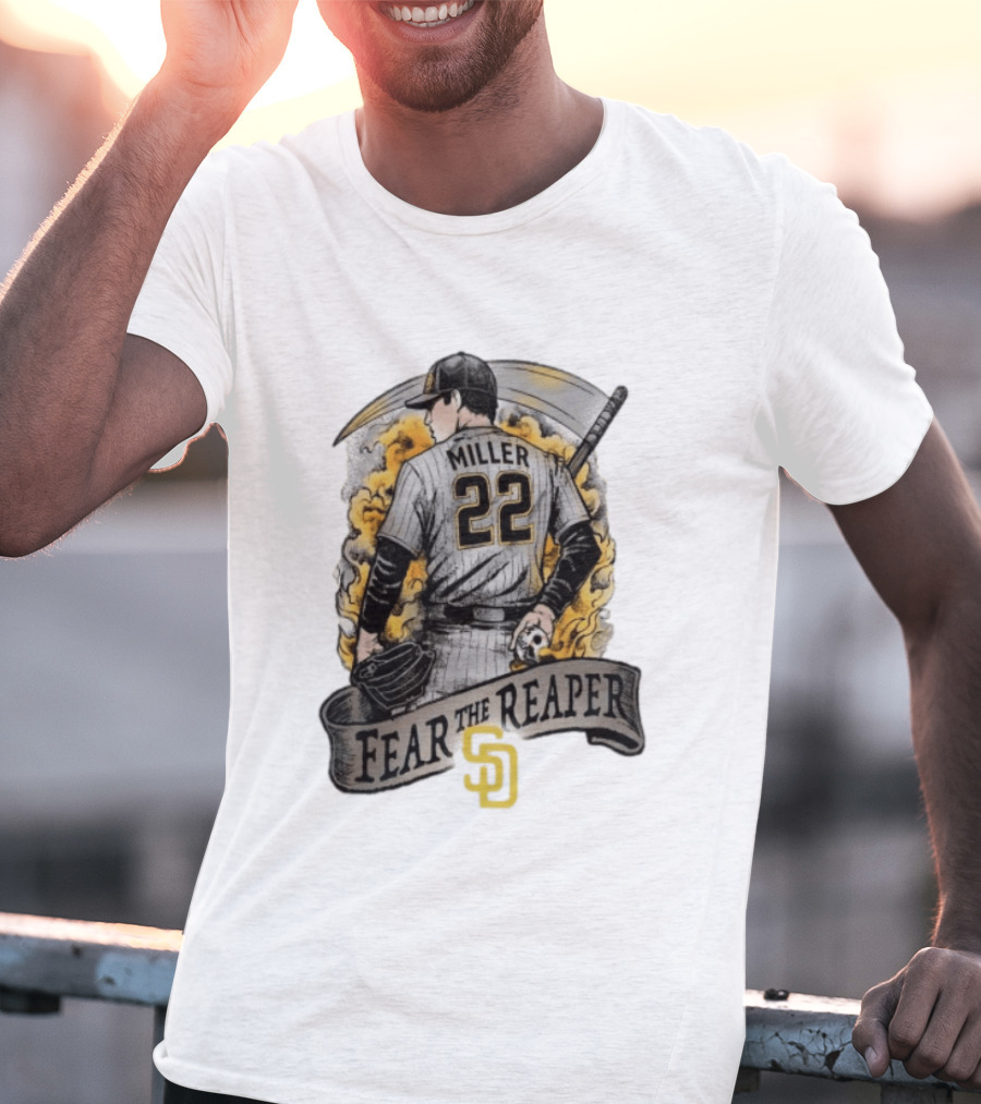 Mason Miller 22 Fear The Reaper San Diego Padres MLB T-Shirt