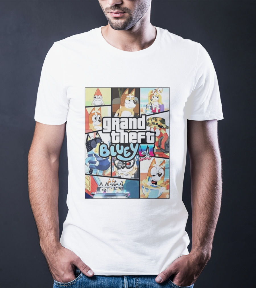 Grand Theft Bluey Funny Cartoon T-Shirt