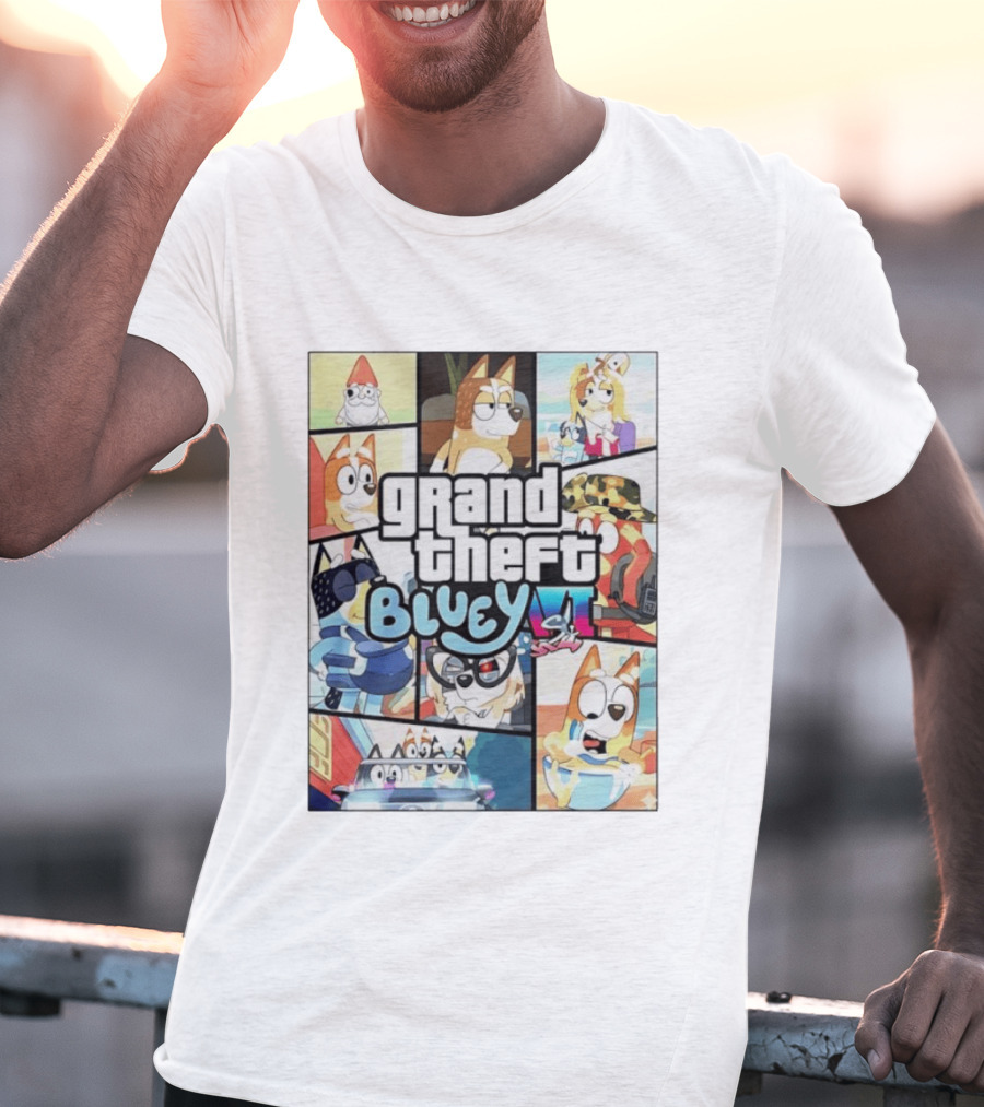Grand Theft Bluey Funny Cartoon T-Shirt