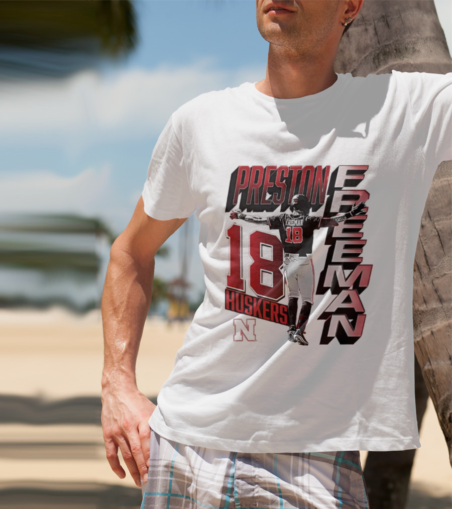 Preston Freeman 18 Huskers Nebraska Football Player T-Shirt