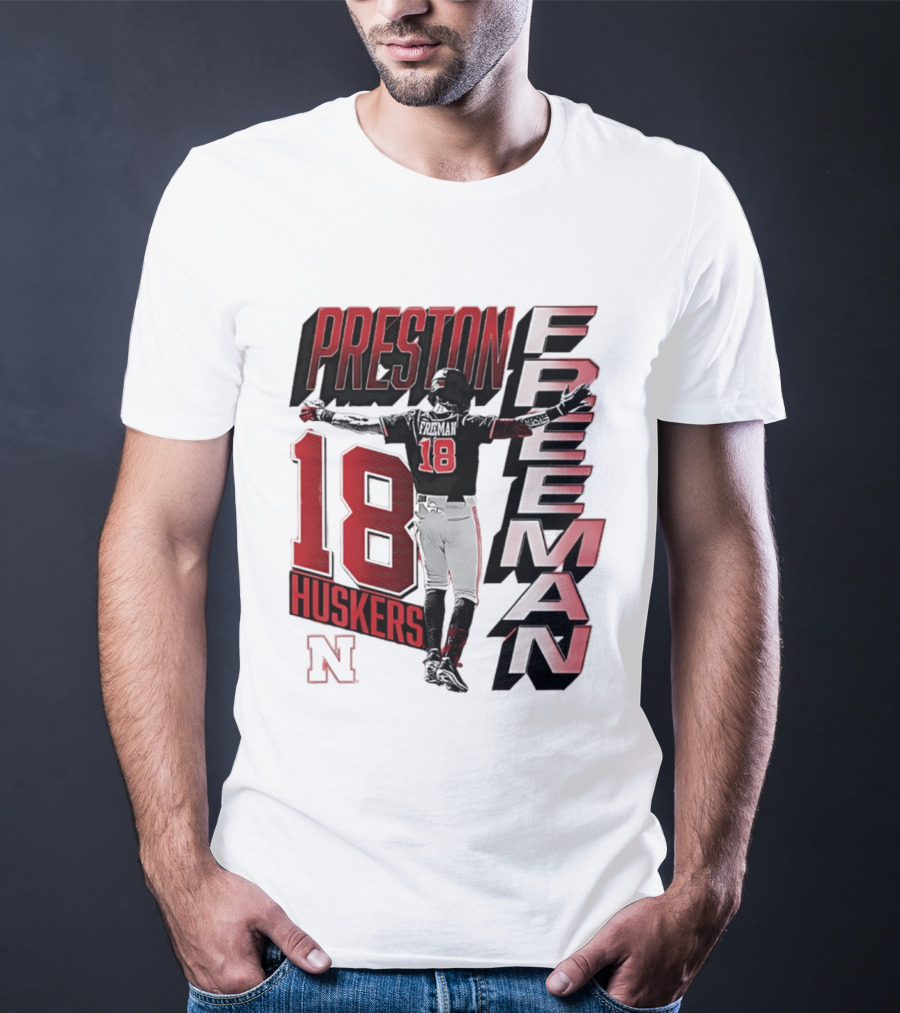 Preston Freeman 18 Huskers Nebraska Football Player T-Shirt
