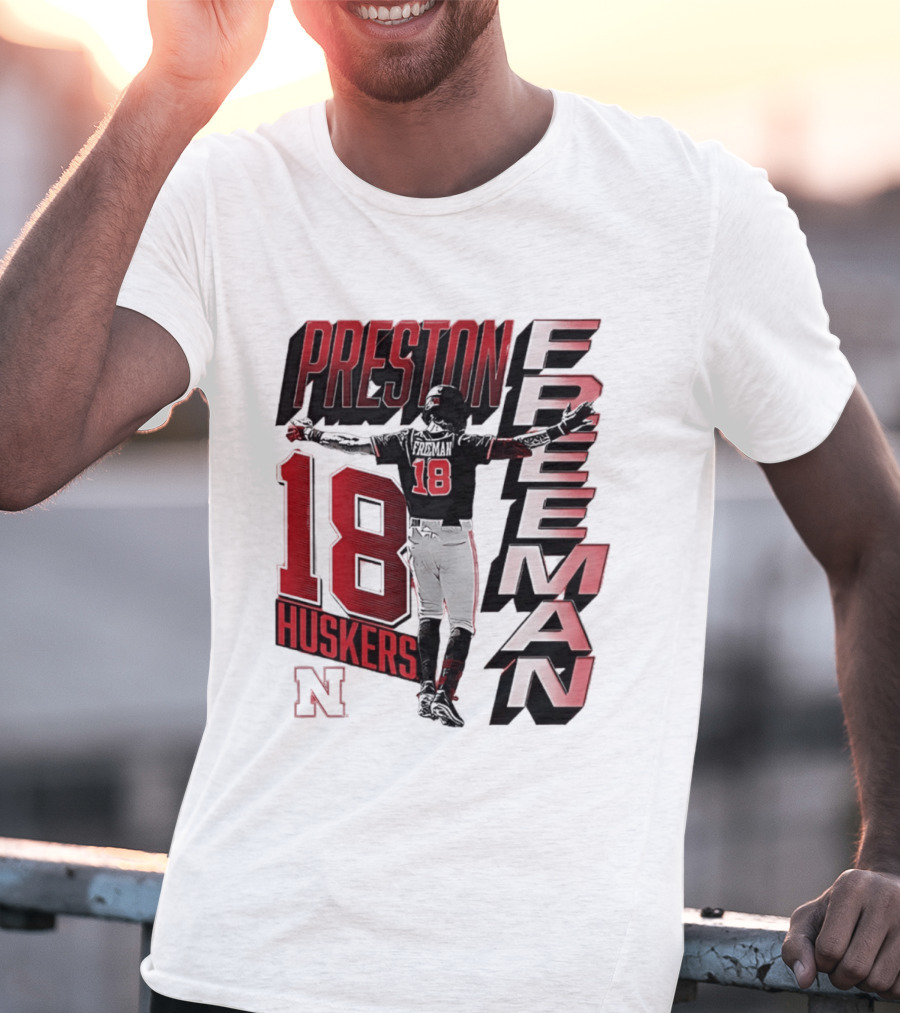Preston Freeman 18 Huskers Nebraska Football Player T-Shirt