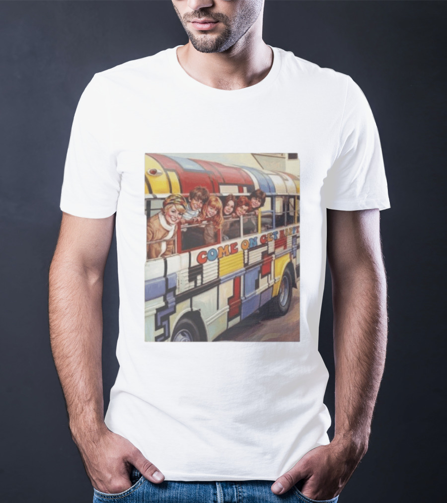 Psychedelic School Bus Come On Get Happy Retro Vibes T-Shirt