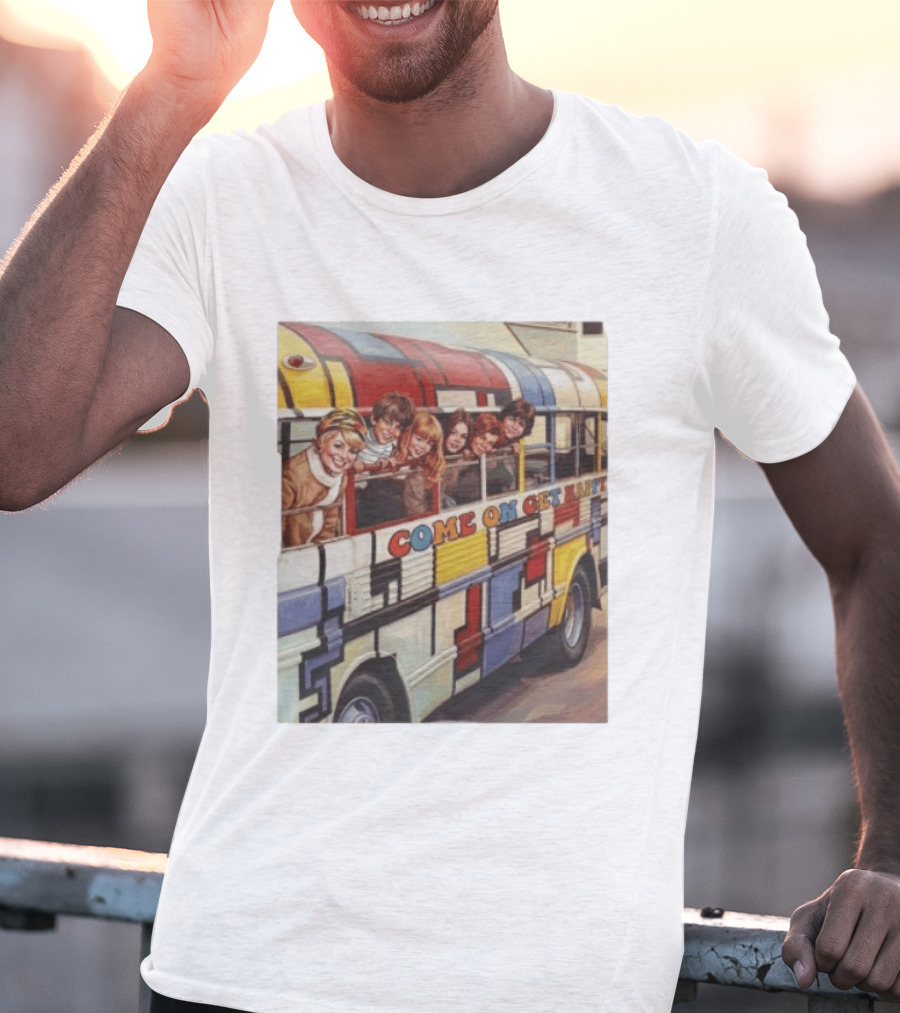 Psychedelic School Bus Come On Get Happy Retro Vibes T-Shirt