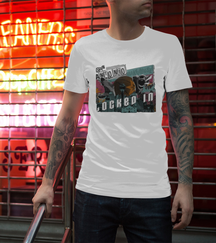 San Antonio Locked In Make Noise Basketball Skyline T-Shirt