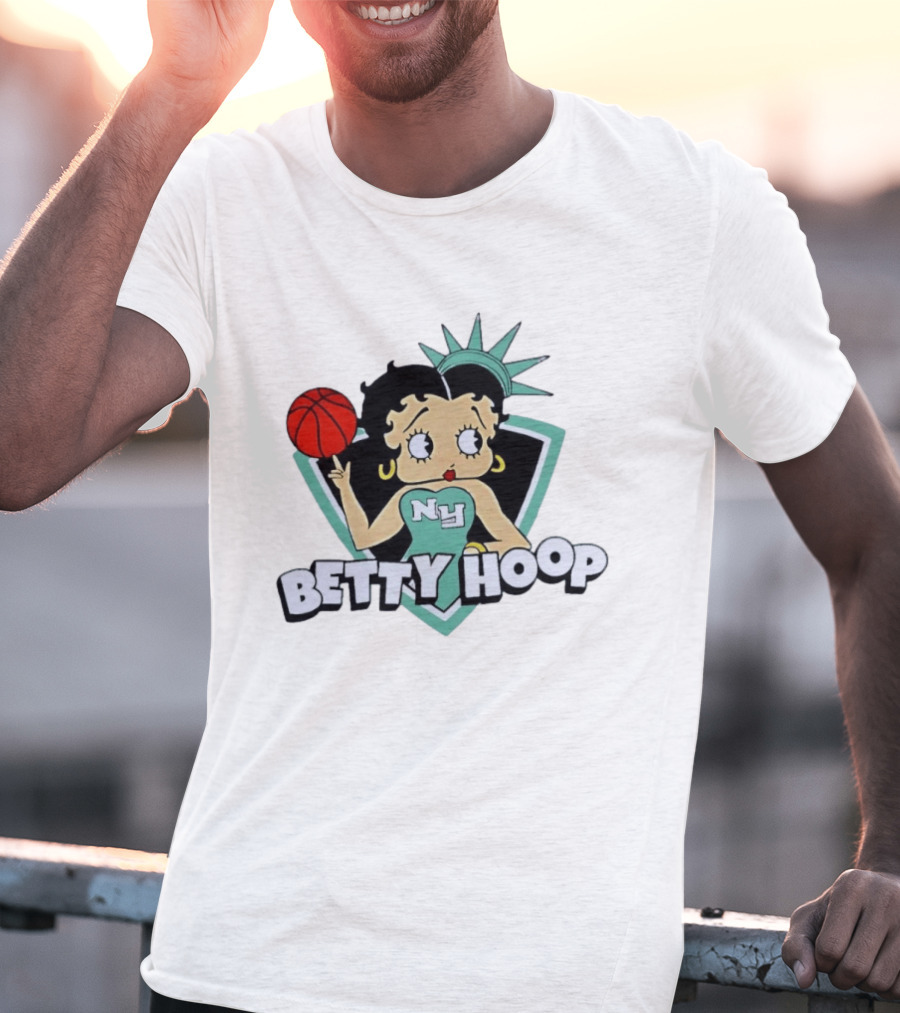 New York Liberty Betty Hoop Basketball Character NY Statue Of Liberty Crown T-Shirt