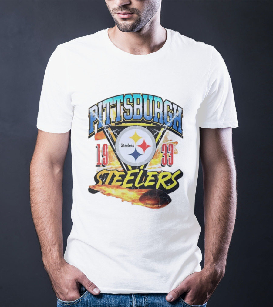 Pittsburgh Steelers 1933 Football Flame T-Shirt