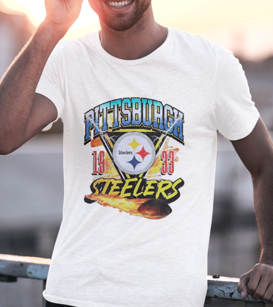 Pittsburgh Steelers 1933 Football Flame T-Shirt