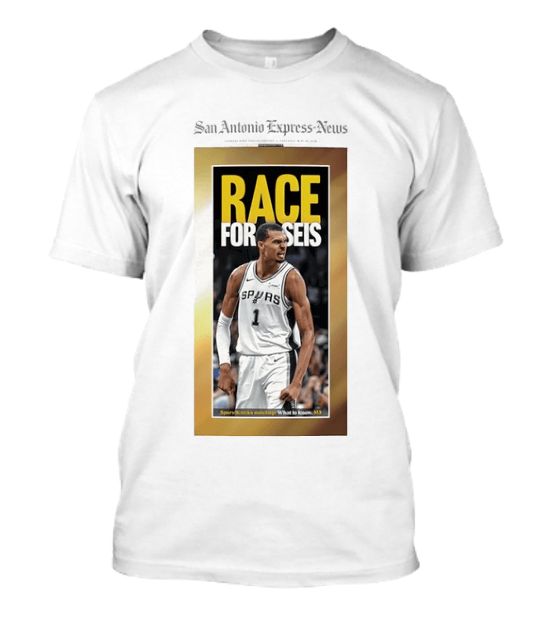 San Antonio Express News Victor Wembanyama Spurs Race For Seis Basketball T-Shirt