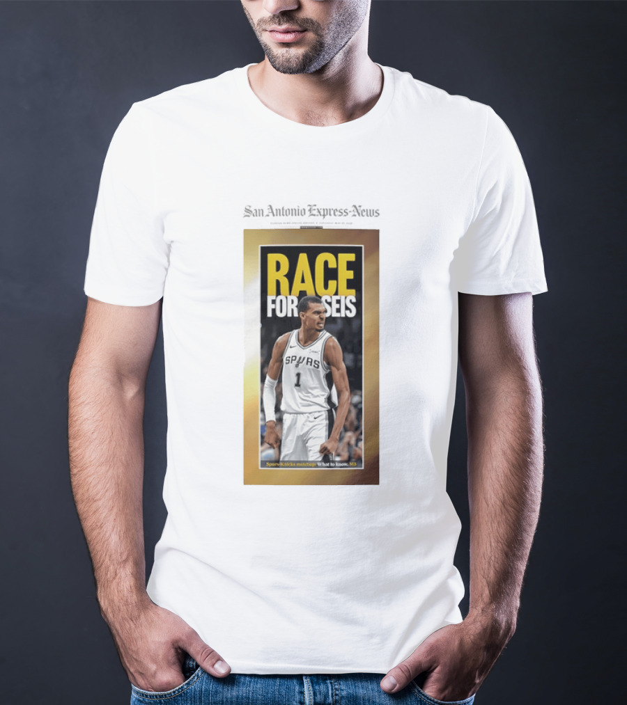 San Antonio Express News Victor Wembanyama Spurs Race For Seis Basketball T-Shirt