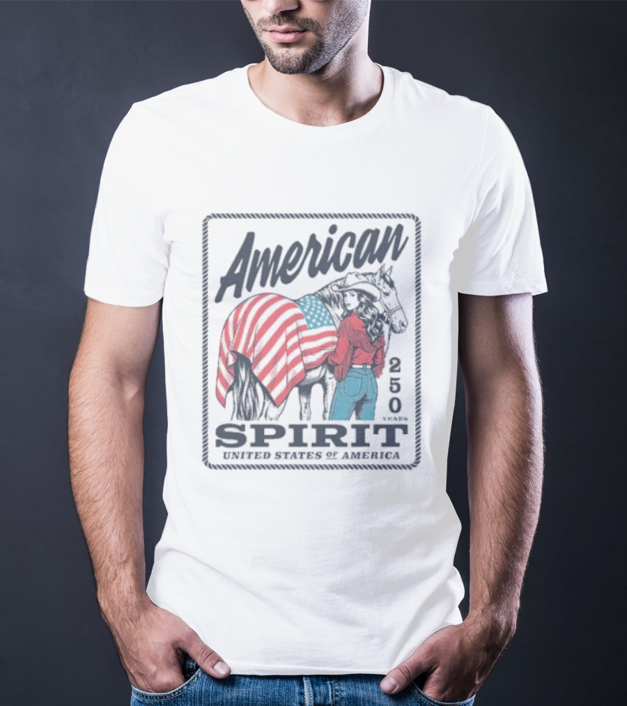 American Spirit 250 United States Of America Horse And Rider With Flag Blanket T-Shirt