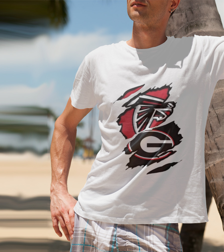 Atlanta Falcons Georgia Bulldogs Sports Team Graphic Rip T-Shirt