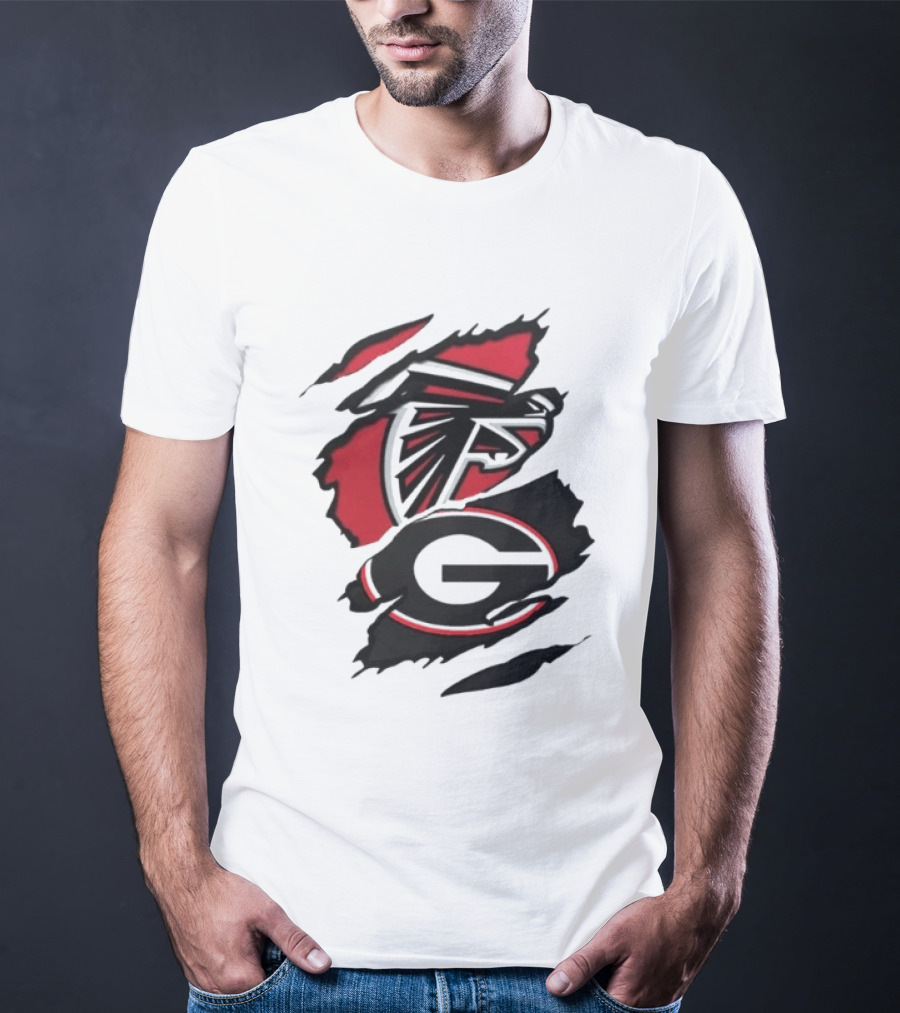 Atlanta Falcons Georgia Bulldogs Sports Team Graphic Rip T-Shirt