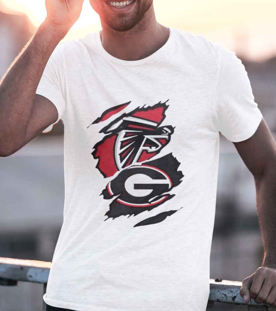 Atlanta Falcons Georgia Bulldogs Sports Team Graphic Rip T-Shirt