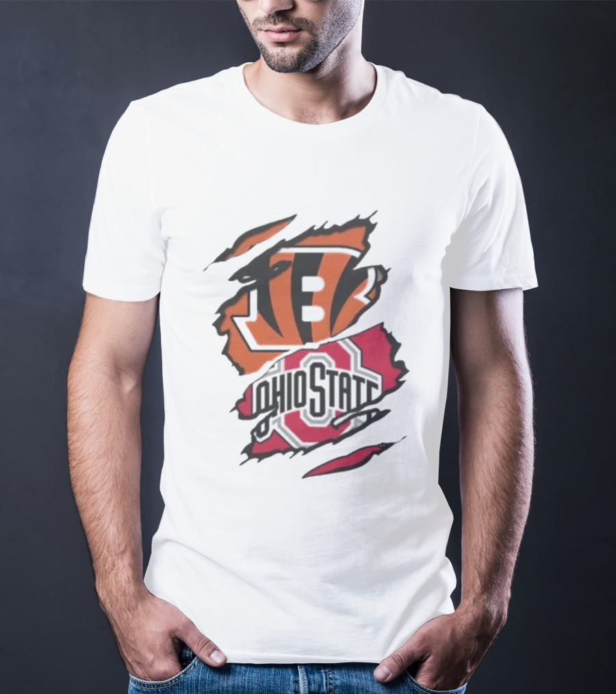 Cincinnati Bengals Ohio State Buckeyes Rip Effect NCAA Collaboration T-Shirt