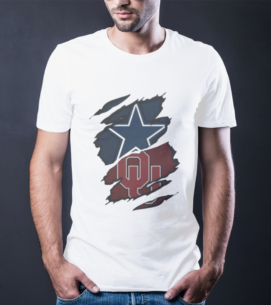 Dallas Cowboys Oklahoma Sooners NCAA Sports Ripped Star OU T-Shirt