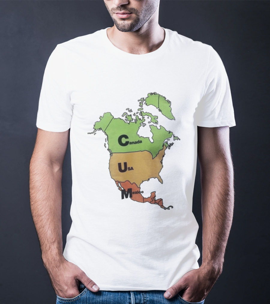 North America Map Canada USA Mexico Geography Continent Country T-Shirt