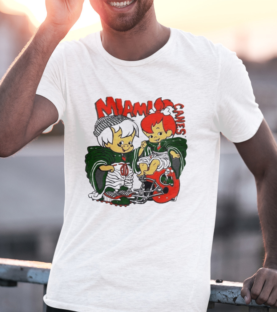 Miami Hurricanes MIAMI CANES Pebbles Bamm Bamm Flintstones NCAA T-Shirt