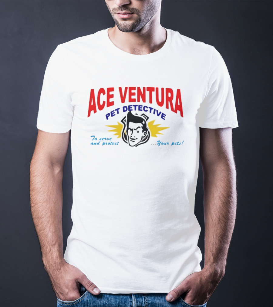 Ace Ventura Pet Detective To Serve And Protect Your Pets Movie Iconic Character Yellow Lightning T-Shirt