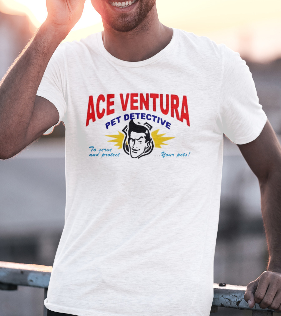 Ace Ventura Pet Detective To Serve And Protect Your Pets Movie Iconic Character Yellow Lightning T-Shirt