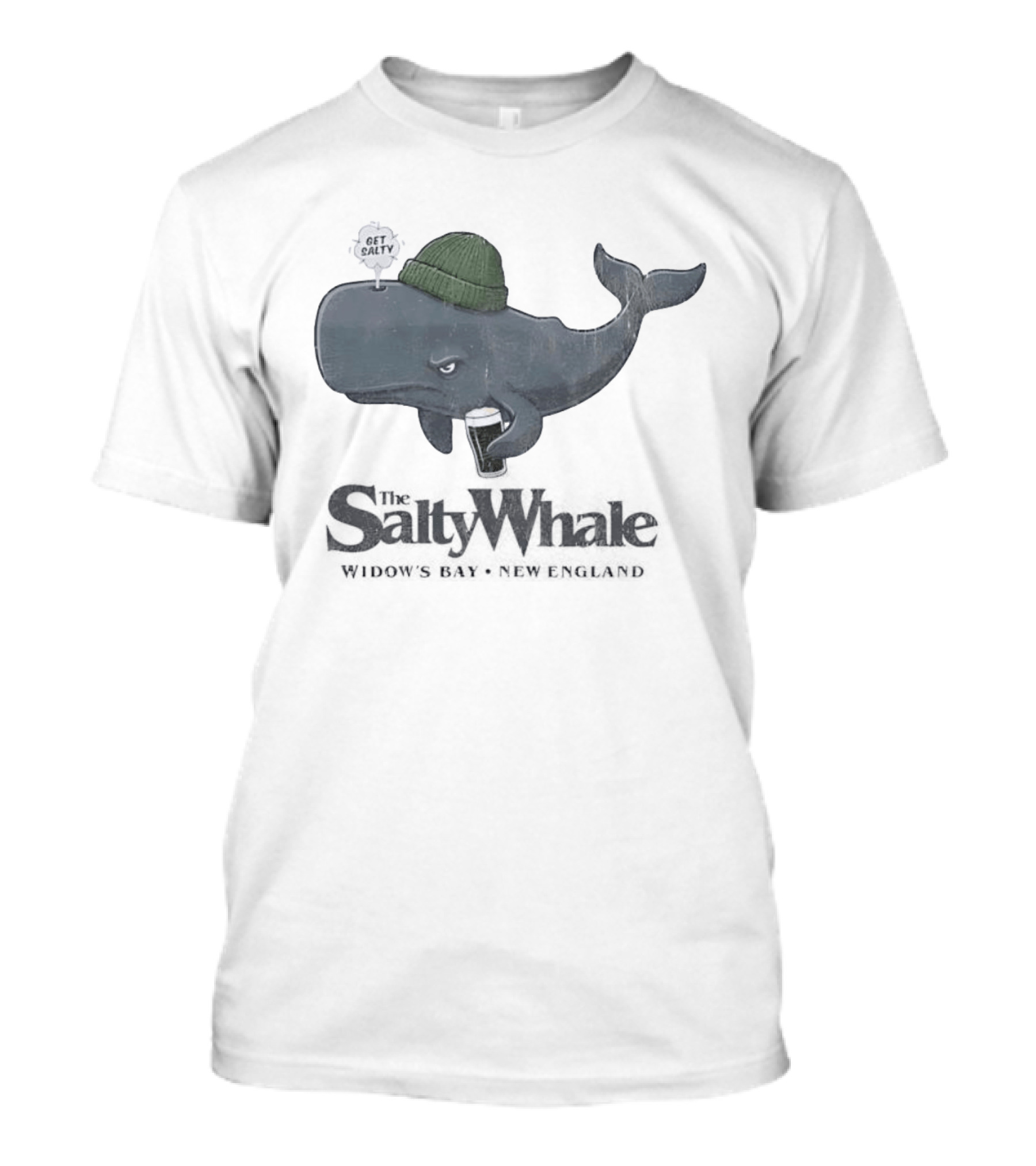 Get Salty Whale New England Beer Drinker Nautical Widows Bay T-Shirt