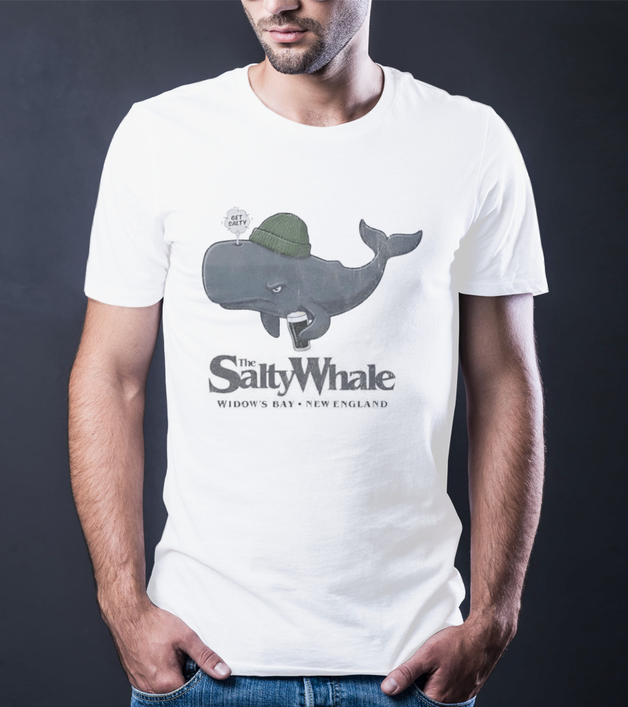 Get Salty Whale New England Beer Drinker Nautical Widows Bay T-Shirt