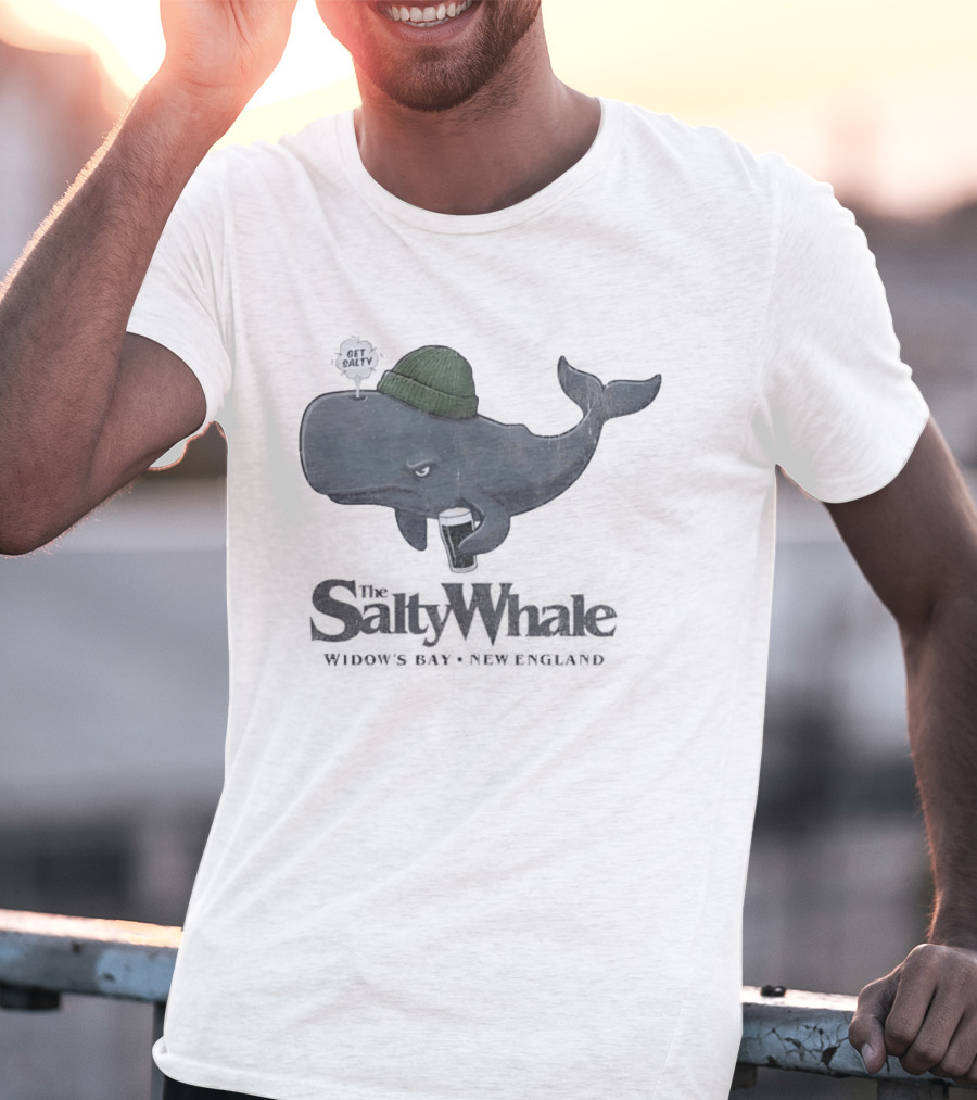 Get Salty Whale New England Beer Drinker Nautical Widows Bay T-Shirt