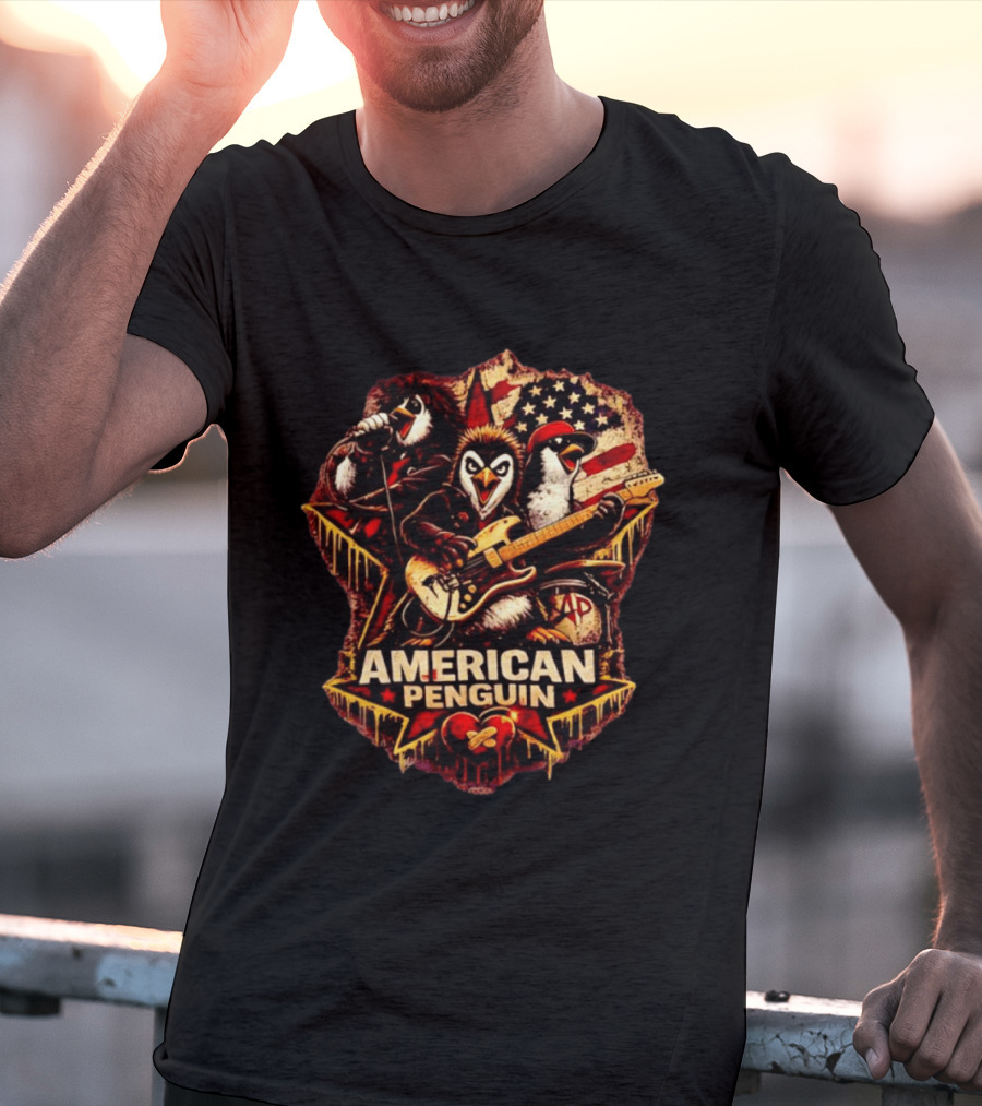 American Penguin Rock Band Stars And Stripes T-Shirt