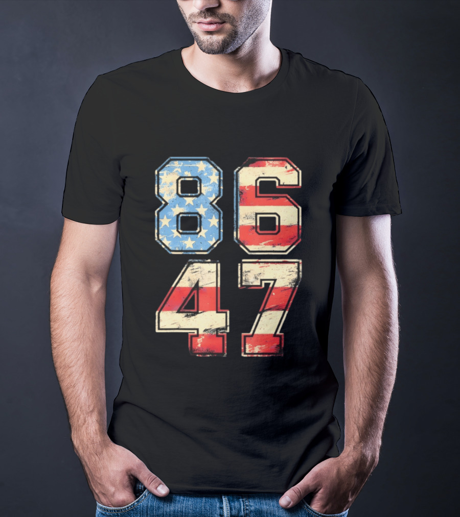 Anti ICE Subtle FDT Democrat 8647 American Flag Numbers T-Shirt
