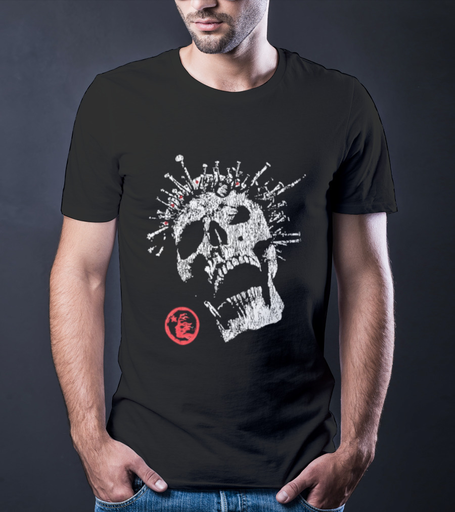 Screaming Skull Punk Spikes Flaming Face Unleashed Fury 2026 Collection Distressed T-Shirt