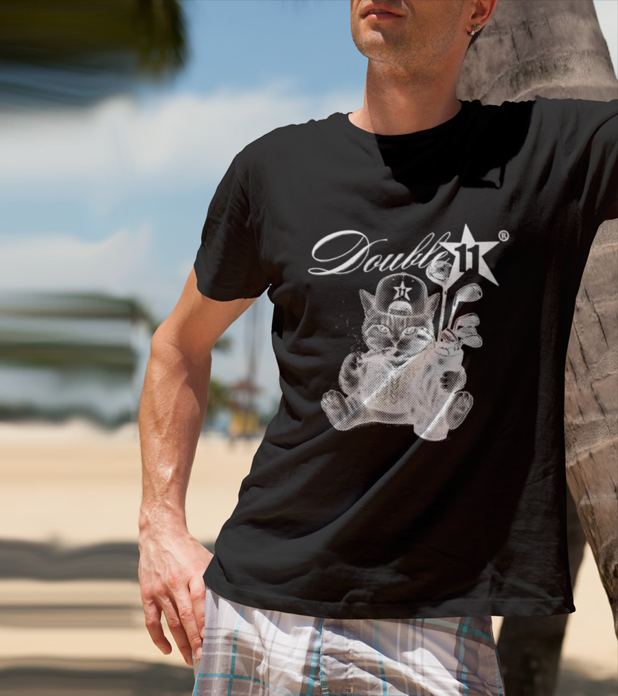 Double 11 Golfing Cat Star Golf Clubs Urban Streetwear 2026 Future T-Shirt