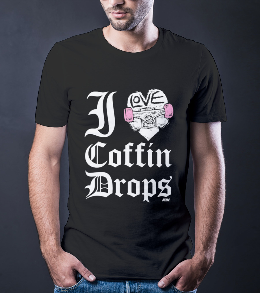 I Love Coffin Drops Aew Skateboard Heart Pink Gloves T-Shirt