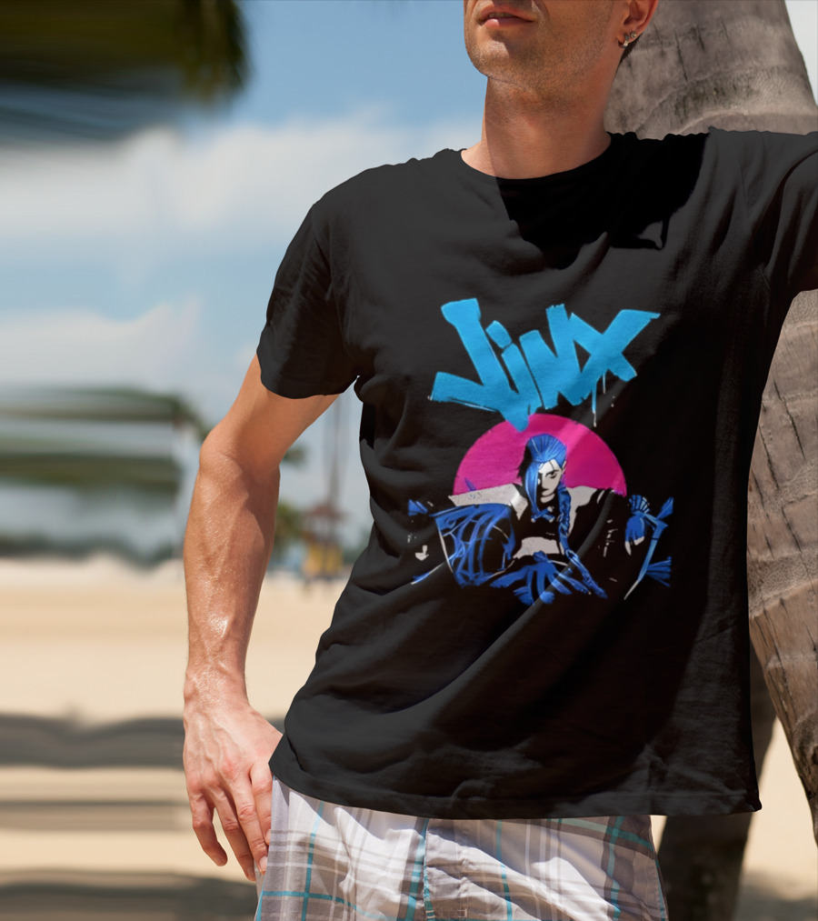 Jinx Blue Hair Graffiti Unleashed Power Arcane League Of Legends 2026 Season 2 Anticipation T-Shirt